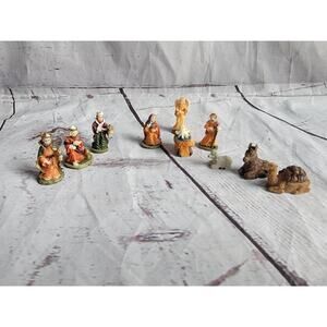 Miniature Nativity Figurines 10 Piece Set Resin Material 1" to 1.5" Tall